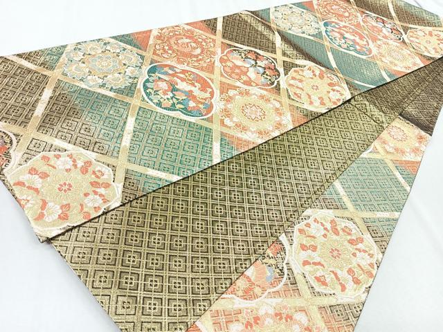 平和屋着物◎佐賀錦　六通柄袋帯　天井鳳凰花文　金糸　正絹　逸品　CABB0834nb