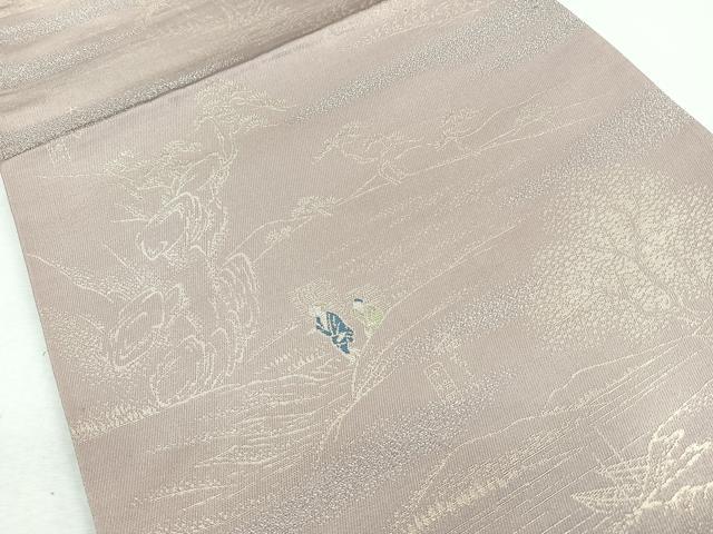 平和屋着物◎西陣　老舗　渡文謹製　手織　六通柄袋帯　人物風景文　綾錦　正絹　逸品　CABB0851nb