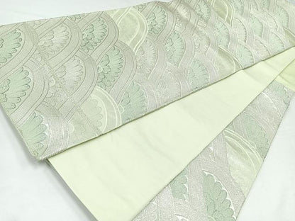 平和屋着物◎西陣 六通柄袋帯 立波花文 銀糸 正絹 逸品 CABB0877nb