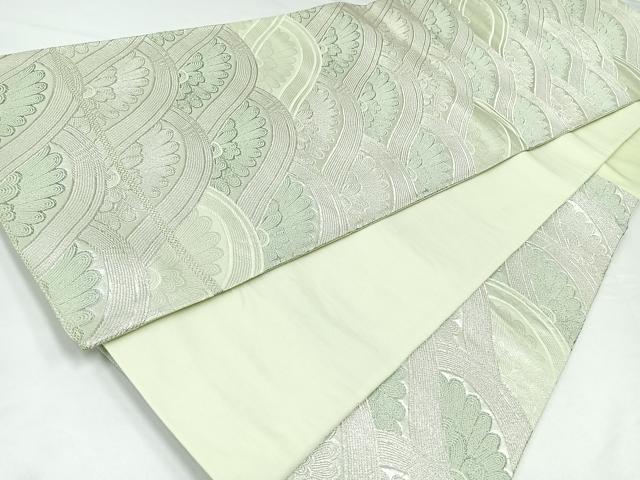 平和屋着物◎西陣 六通柄袋帯 立波花文 銀糸 正絹 逸品 CABB0877nb