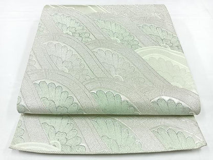 平和屋着物◎西陣 六通柄袋帯 立波花文 銀糸 正絹 逸品 CABB0877nb