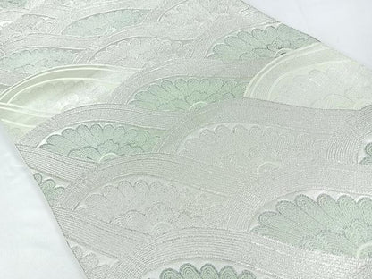 平和屋着物◎西陣 六通柄袋帯 立波花文 銀糸 正絹 逸品 CABB0877nb