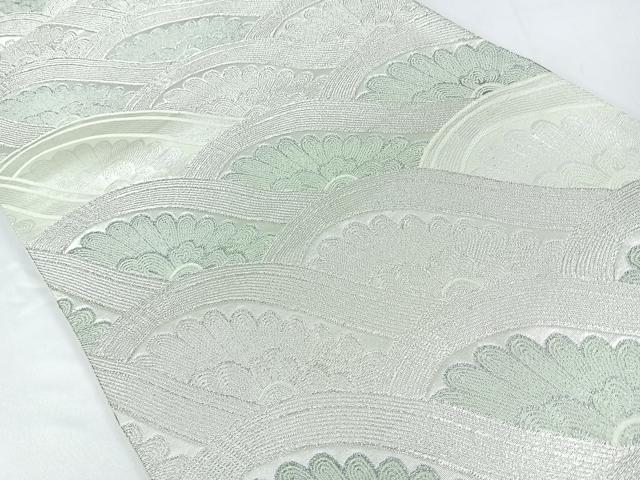 平和屋着物◎西陣 六通柄袋帯 立波花文 銀糸 正絹 逸品 CABB0877nb
