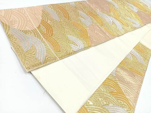 平和屋着物◎六通柄京袋帯　立波文　金銀糸　正絹　逸品　CABB0878nb