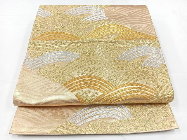 平和屋着物◎六通柄京袋帯　立波文　金銀糸　正絹　逸品　CABB0878nb