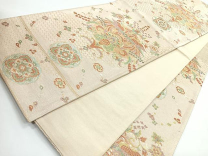 平和屋着物◎六通柄袋帯　花鳥文　天平彩華文　金銀糸　正絹　逸品　CABB0932nb