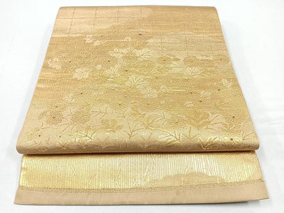 平和屋着物◎六通柄袋帯　雲取り吉祥花文　菊　金糸　正絹　逸品　CABB0936nb