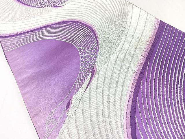 平和屋着物◎六通柄袋帯 唐織 飛鶴文 銀糸 正絹 逸品 CABB0945nb
