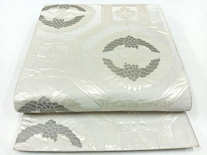 平和屋着物◎六通柄袋帯　プラチナつづれ　蜀江双鶴花文　正絹　逸品　CABB0966nb