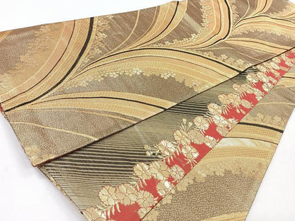 平和屋着物◎佐賀錦　両面　全通柄袋帯　花間道　金糸　正絹　逸品　CABB0978nb