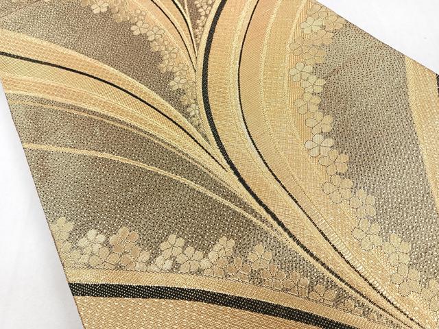 平和屋着物◎佐賀錦　両面　全通柄袋帯　花間道　金糸　正絹　逸品　CABB0978nb