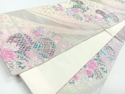 平和屋着物◎六通柄袋帯　唐織　花鼓文　金銀糸　正絹　逸品　CABB0979nb