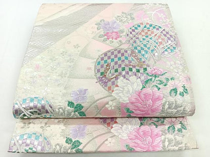 平和屋着物◎六通柄袋帯　唐織　花鼓文　金銀糸　正絹　逸品　CABB0979nb