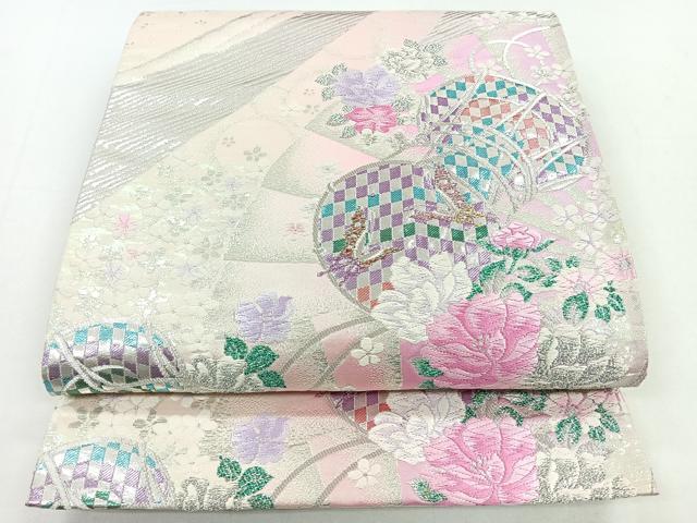 平和屋着物◎六通柄袋帯　唐織　花鼓文　金銀糸　正絹　逸品　CABB0979nb