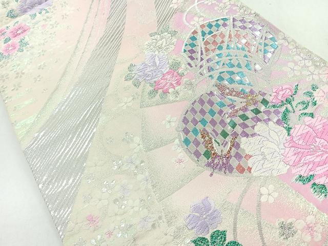 平和屋着物◎六通柄袋帯　唐織　花鼓文　金銀糸　正絹　逸品　CABB0979nb