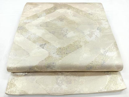 平和屋着物◎六通柄袋帯 菱文 金銀糸 引箔 正絹 逸品 CABB1009nb