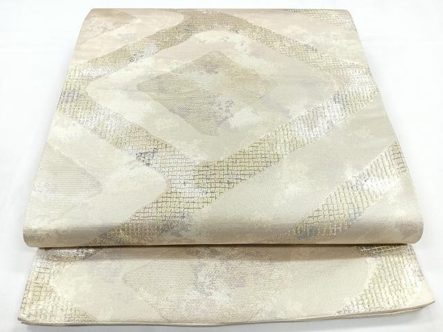 平和屋着物◎六通柄袋帯 菱文 金銀糸 引箔 正絹 逸品 CABB1009nb