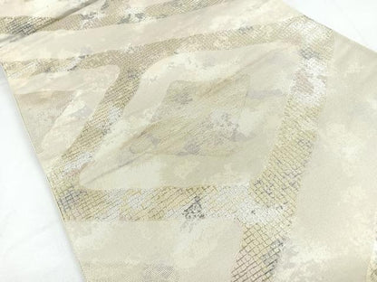 平和屋着物◎六通柄袋帯 菱文 金銀糸 引箔 正絹 逸品 CABB1009nb