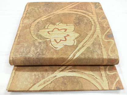 平和屋着物◎六通柄袋帯 抽象花文 金糸 引箔 三越扱い 正絹 逸品 CABB1016nb