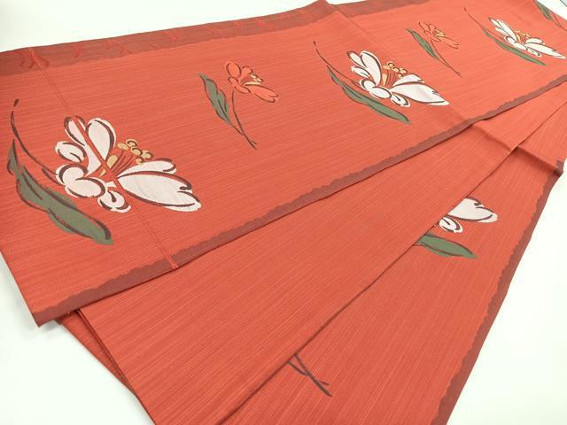 平和屋着物◎六通柄 本袋帯 草花文 正絹 逸品 CABB1020nb