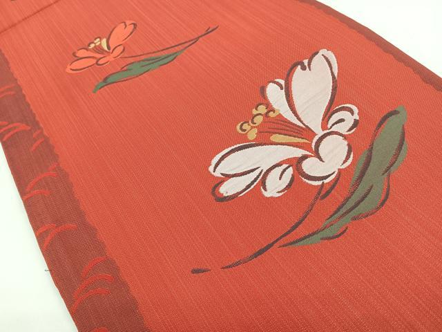 平和屋着物◎六通柄 本袋帯 草花文 正絹 逸品 CABB1020nb