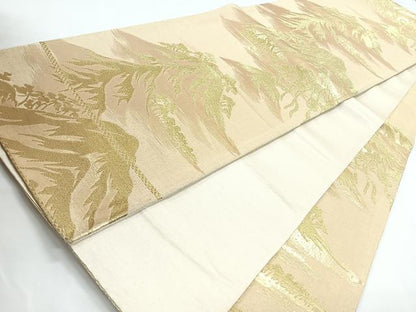 平和屋着物◎六通柄袋帯 風景松文 金糸 正絹 逸品 CABB1038nb