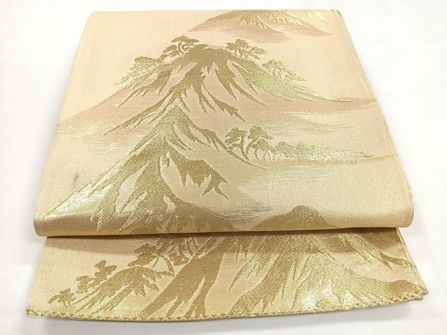 平和屋着物◎六通柄袋帯 風景松文 金糸 正絹 逸品 CABB1038nb