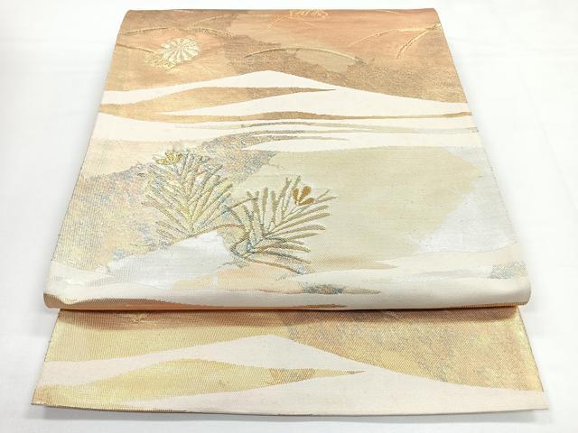 平和屋着物◎六通柄袋帯 吉祥花文 金銀糸 引箔 正絹 逸品 CABB1039nb