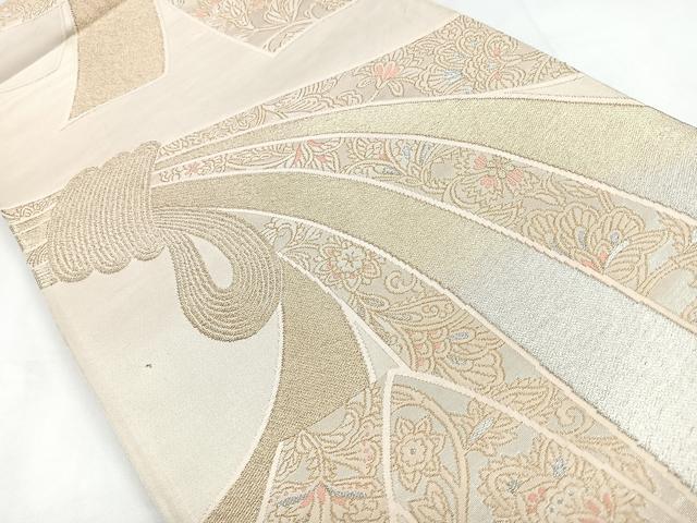 平和屋着物◎六通柄袋帯 綾織錦 束ね熨斗更紗花文 金銀糸 正絹 逸品 CABB1043nb
