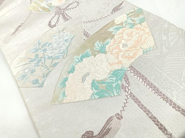 平和屋着物◎六通柄袋帯 唐織 地紙草花文 金銀糸 正絹 逸品 CABB1045nb