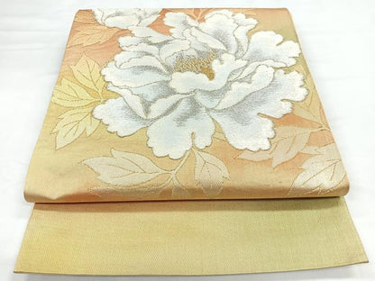 平和屋着物◎六通柄袋帯　唐織　草花文　金糸　正絹　逸品　CABB1049nb