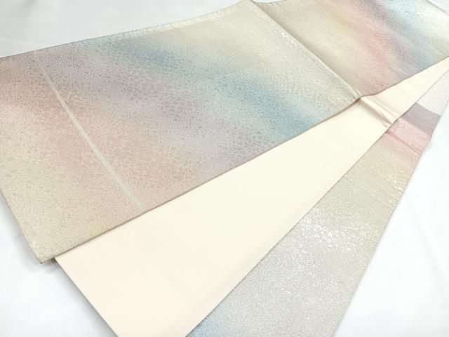 平和屋着物◎六通柄袋帯　霞文　銀糸　正絹　逸品　CABB1053nb