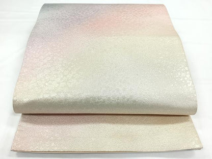 平和屋着物◎六通柄袋帯　霞文　銀糸　正絹　逸品　CABB1053nb