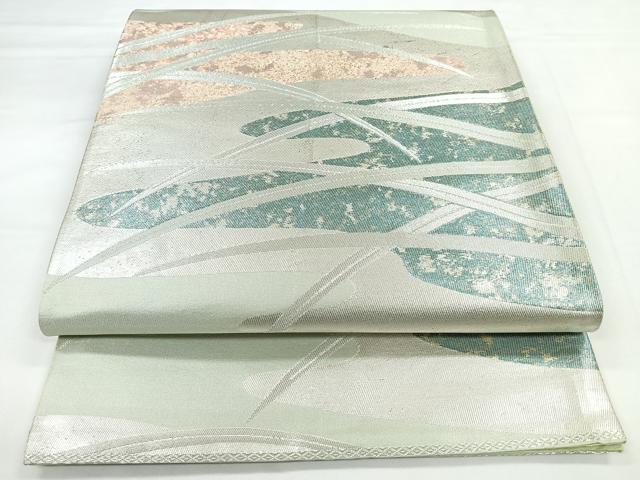 平和屋着物◎六通柄袋帯　縛鎖文　銀糸　引箔　正絹　逸品　CABB1056nb