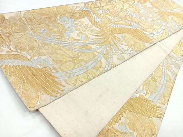 平和屋着物◎六通柄袋帯　更紗花鳥文　金銀糸　正絹　逸品　CABB1060nb