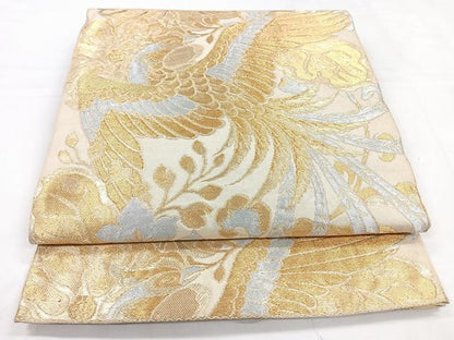 平和屋着物◎六通柄袋帯　更紗花鳥文　金銀糸　正絹　逸品　CABB1060nb