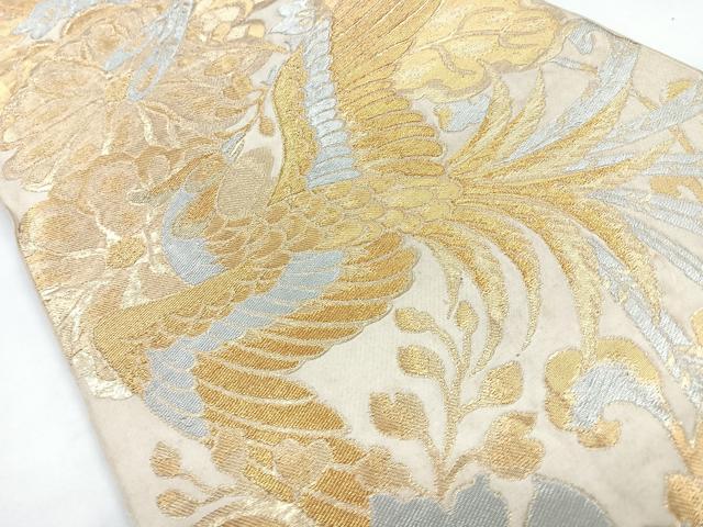 平和屋着物◎六通柄袋帯　更紗花鳥文　金銀糸　正絹　逸品　CABB1060nb