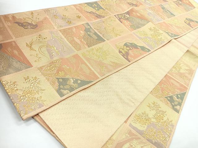 平和屋着物◎佐賀錦　六通柄袋帯　百華　金糸　正絹　逸品　CABB1068nb