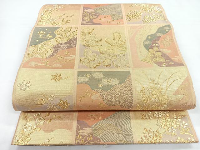 平和屋着物◎佐賀錦　六通柄袋帯　百華　金糸　正絹　逸品　CABB1068nb
