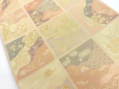 平和屋着物◎佐賀錦　六通柄袋帯　百華　金糸　正絹　逸品　CABB1068nb