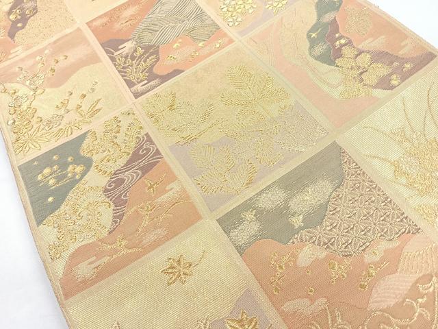 平和屋着物◎佐賀錦　六通柄袋帯　百華　金糸　正絹　逸品　CABB1068nb