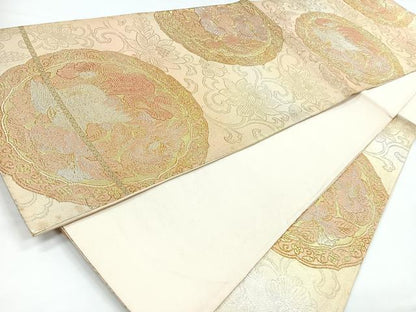 平和屋着物◎六通柄袋帯 花鳥文 金銀糸 正絹 逸品 CABB1085nb