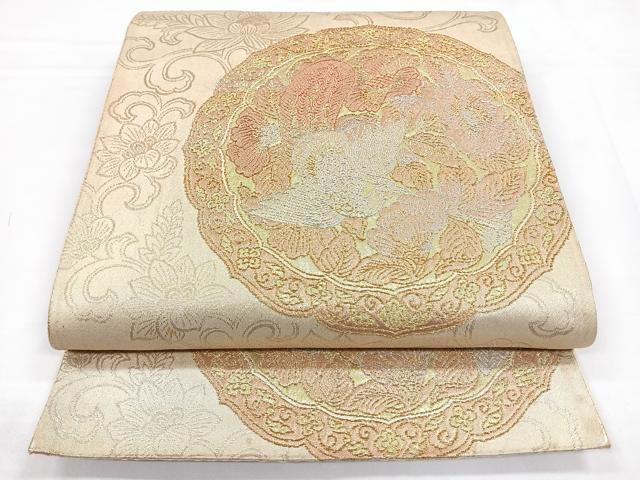 平和屋着物◎六通柄袋帯 花鳥文 金銀糸 正絹 逸品 CABB1085nb
