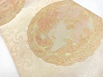 平和屋着物◎六通柄袋帯 花鳥文 金銀糸 正絹 逸品 CABB1085nb