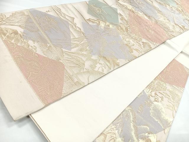 平和屋着物◎六通柄袋帯　風景文　金糸　正絹　逸品　CABB1086nb