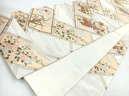 平和屋着物◎六通柄袋帯 唐織 草花文 金銀糸 正絹 逸品 CABB1096nb