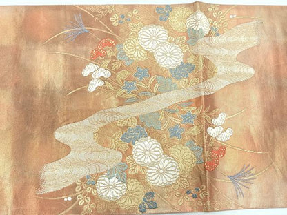 平和屋着物◎六通柄袋帯 作家物 唐織 蒔絵錦 金糸 正絹 逸品 CABB1097nb