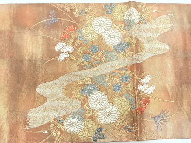 平和屋着物◎六通柄袋帯 作家物 唐織 蒔絵錦 金糸 正絹 逸品 CABB1097nb