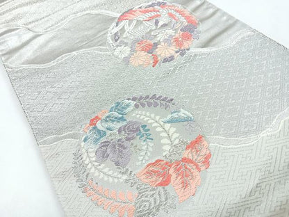 平和屋着物◎六通柄袋帯 唐織 鳳凰花文 銀糸 正絹 逸品 CABB1128nb