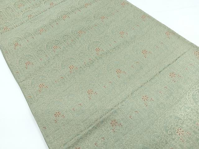 平和屋着物◎六通柄京袋帯　横段更紗花文　金糸　正絹　逸品　CABB1135nb